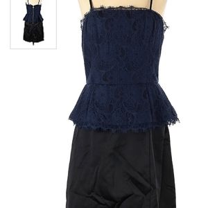 Kate Young for Target Black Blue Lace Satin Belted Cocktail Mini Dress Sz 8